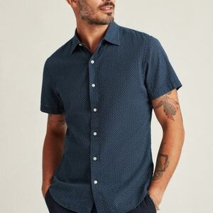 Bonobos Men's Navy Blue Short Sleeve Seersucker Button-Down Shirt XL
